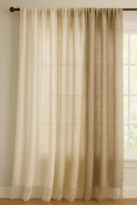 זוג וילונות פשתן בתפירת השחלה רוחב כל כנף 1.20 אורך כל כנף 2.50