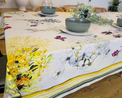 מפת שולחן מודפסת דגם בוקה פרחים