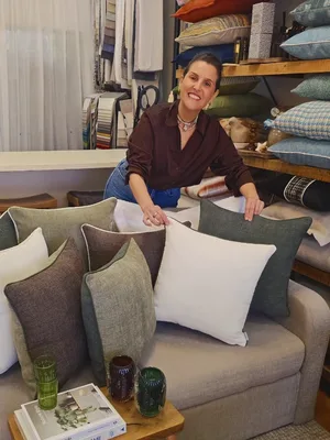 סט רביעיית כריות בקסטר משולבות מיקס דו צידי כולל קדר 2גווני ירוק גוון חום ושמנת